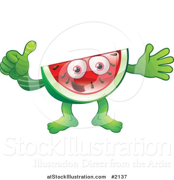 Vector Illustration of a Watermelon Character Giving the Thumbs up