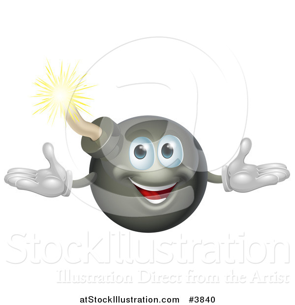 Vector Illustration of a Welcoming Happy Bomb Mascot