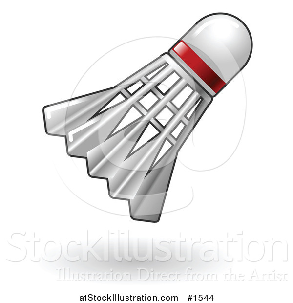 Vector Illustration of a White Badminton Shuttlecock with a Red Ring