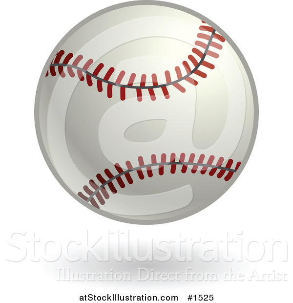 Vector Illustration of a White Baseball with Red Stitching