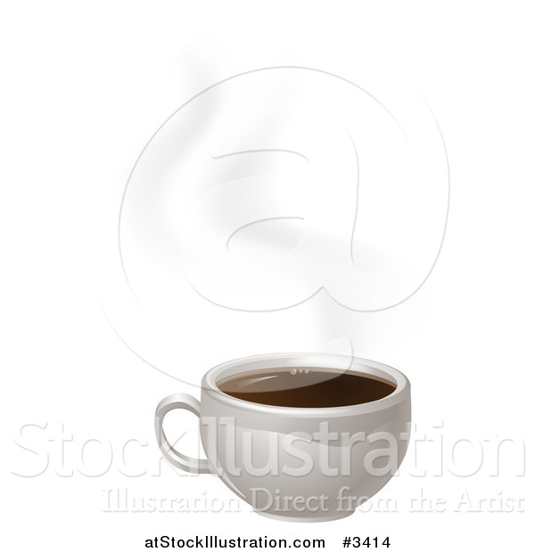 Vector Illustration of a White Cup of Steamy Coffee