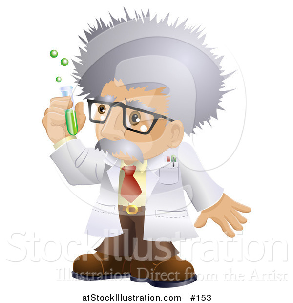 Vector Illustration of a White Male Scientist Holding a Test Tube