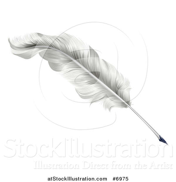 Vector Illustration of a White Plume Feather Quill Pen