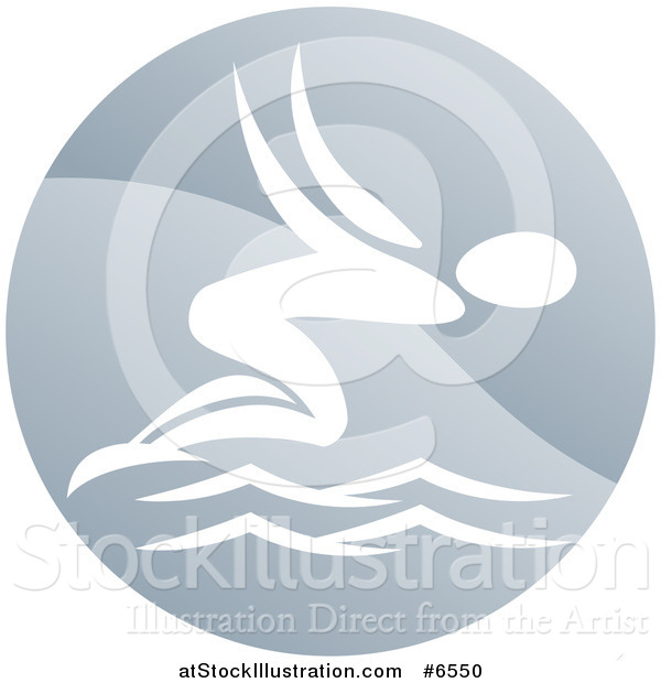 Vector Illustration of a White Swimmer Diving in a Circle
