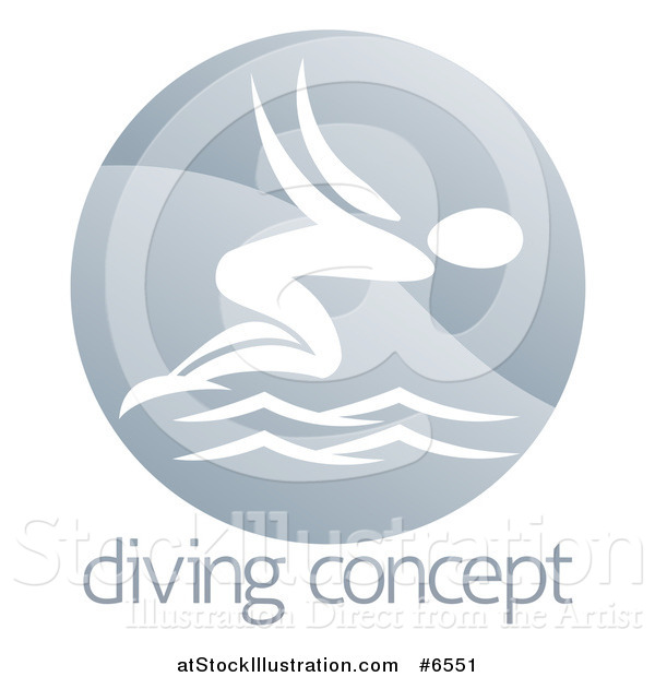 Vector Illustration of a White Swimmer Diving in a Circle over Sample Text