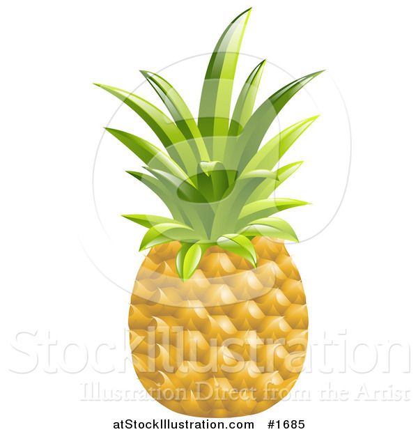 Vector Illustration of a Whole Organic Pineapple