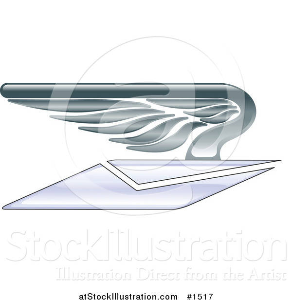 Vector Illustration of a Winged Envelope Flying