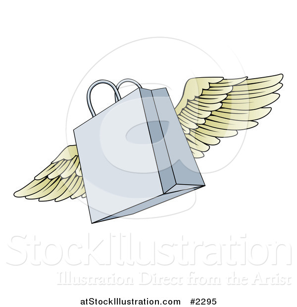 Vector Illustration of a Winged Shopping Bag