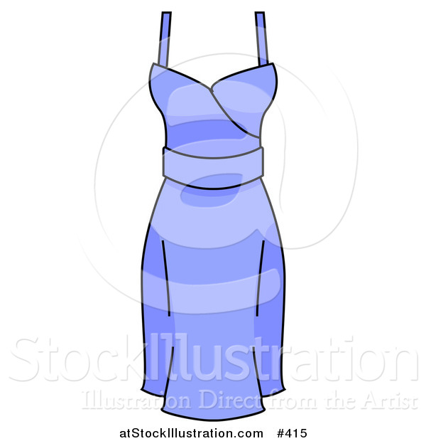 Vector Illustration of a Womans Blue Dress with Spaghetti Straps