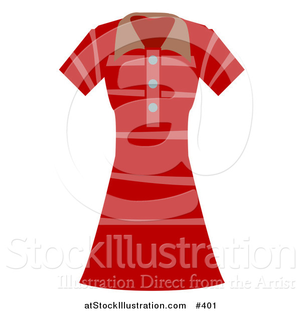 Vector Illustration of a Woman's Pink and Red Striped Dress