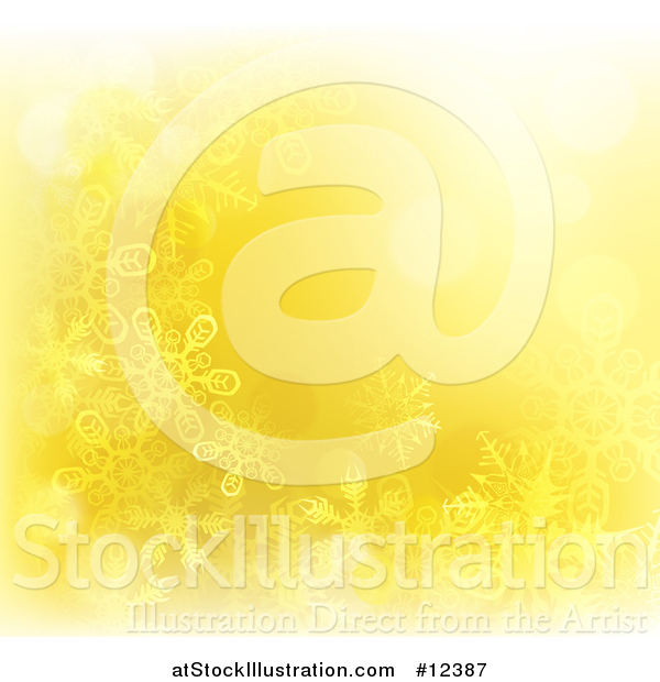 Vector Illustration of a Yellow Golden Snowflake Winter Christmas Background