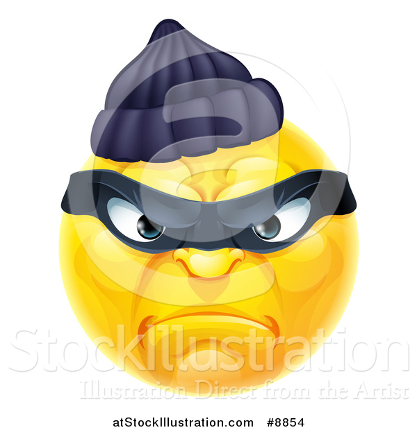Vector Illustration of a Yellow Smiley Emoji Emoticon Robber