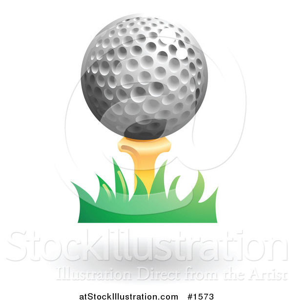 Vector Illustration of a Yellow Tee and Golf Ball in Grass