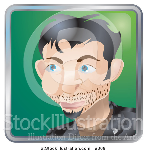 Vector Illustration of a Young Caucasian Man with Facial Hair