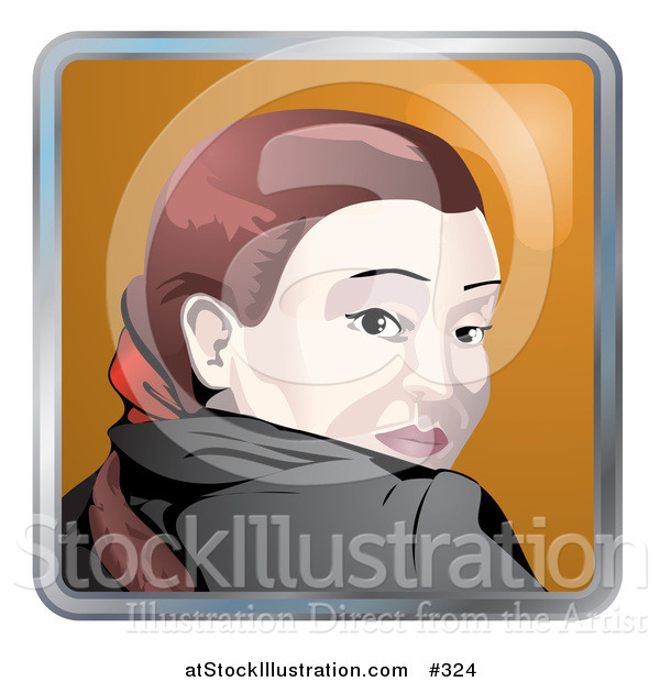Vector Illustration of a Young Caucasian Woman Looking Back over Her Shoulder