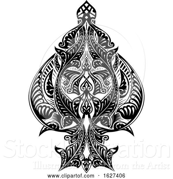 Vector Illustration of Ace of Spades Icon Shape Abstract Pattern
