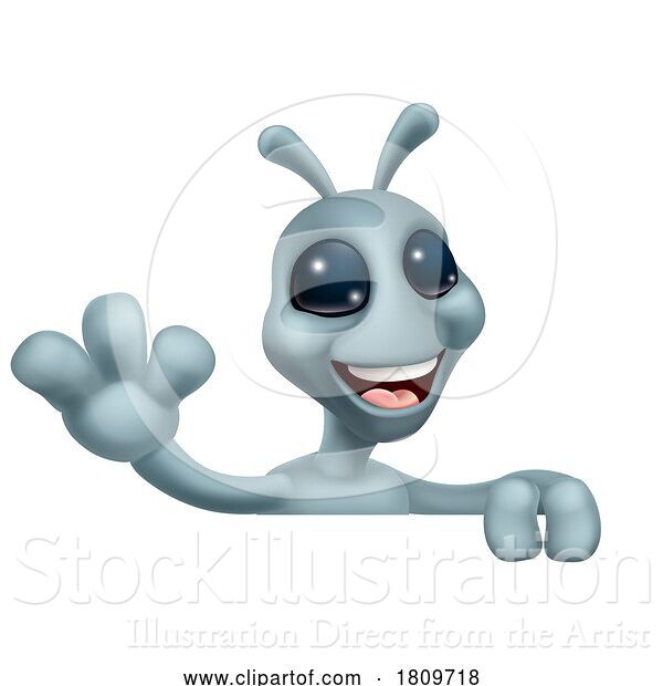 Vector Illustration of Alien Grey Gray Fun Character