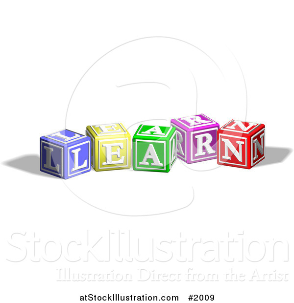 Vector Illustration of Alphabet Blocks Spelling LEARN