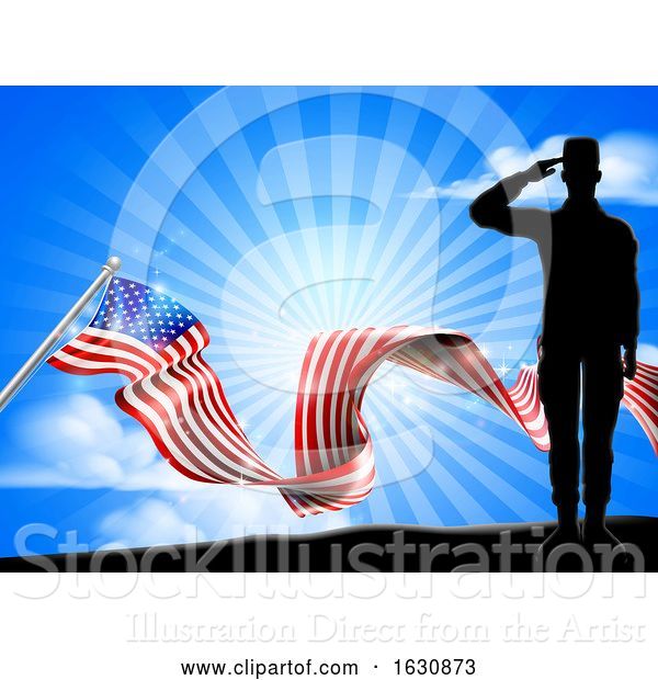 Vector Illustration of American Flag Patriotic Soldier Salute Background