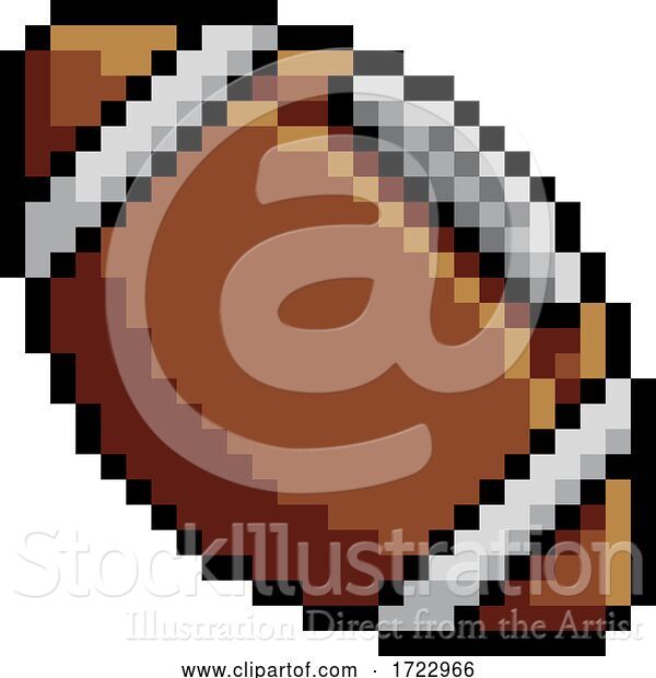 Vector Illustration of American Football Ball Pixel Art Sports Game Icon