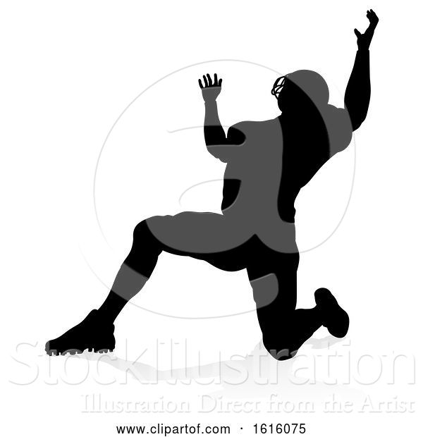 Vector Illustration of American Football Player Silhouette, on a White Background