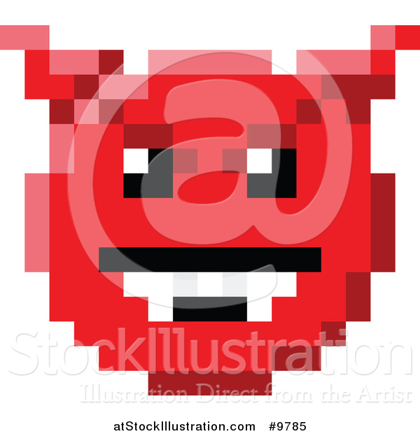 Vector Illustration of an 8 Bit Video Game Style Devil Emoji Smiley Face