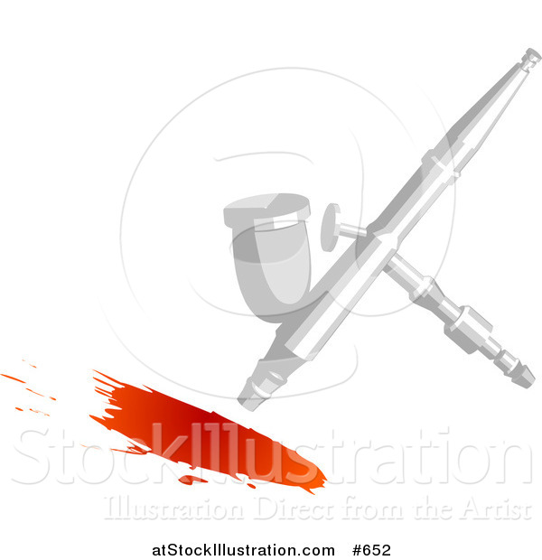 Vector Illustration of an Airbrush Spraying Red Paint