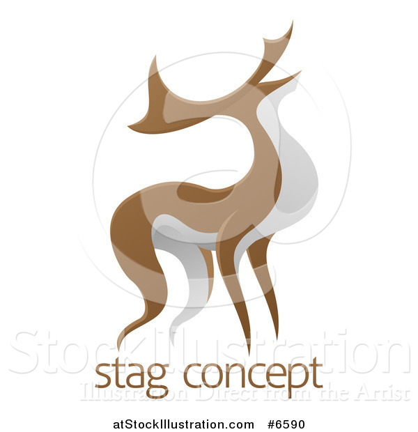 Vector Illustration of an Alert Stag Deer Buck over Sample Text