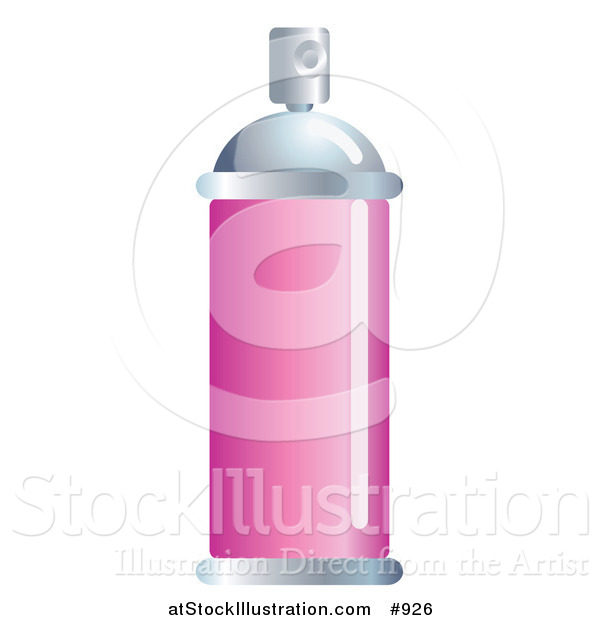 Vector Illustration of an Aluminum Bottle of Hair Spray with a Blank Pink Label