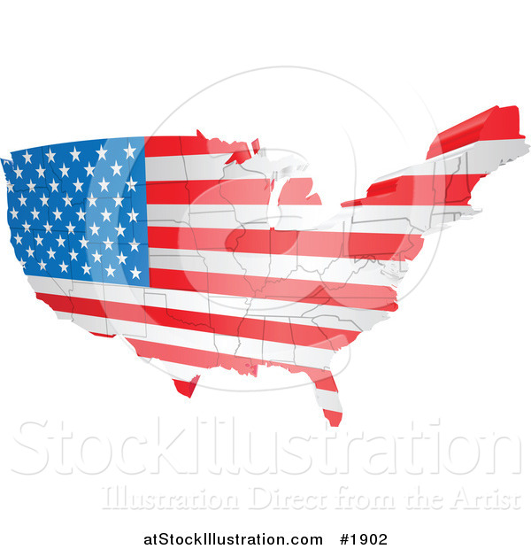 Vector Illustration of an American Map Flag