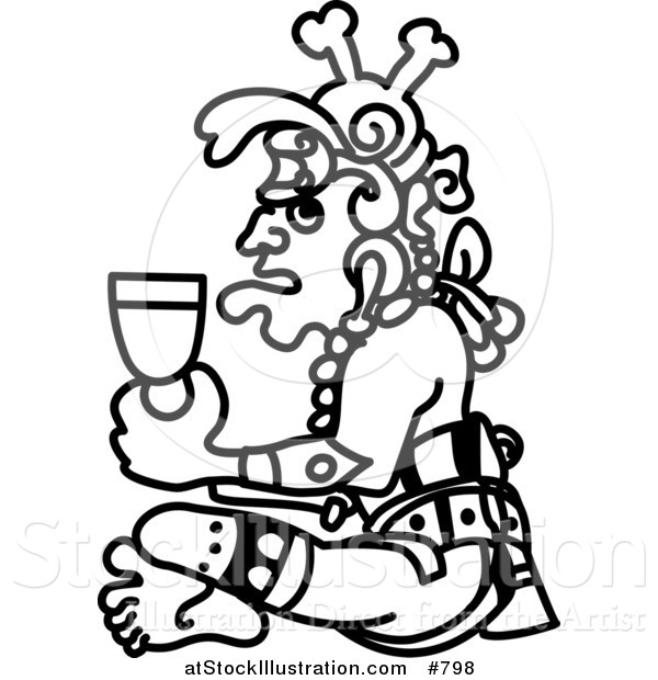 Vector Illustration of an Aztec Man Drinking from a Cup
