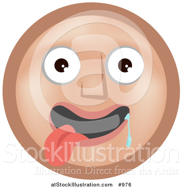 Vector Illustration of an Emoticon Hanging Drooling with Tongue out - Tan Version