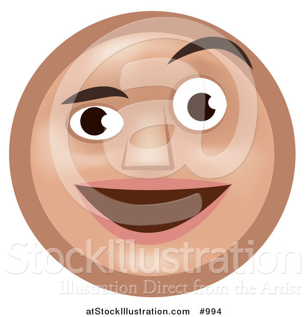 Vector Illustration of an Emoticon Smiling and Raising One Eyebrow - Tan Version