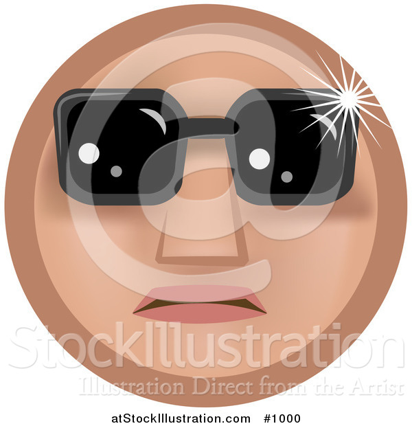 Vector Illustration of an Emoticon Wearing Sunglasses - Tan Version