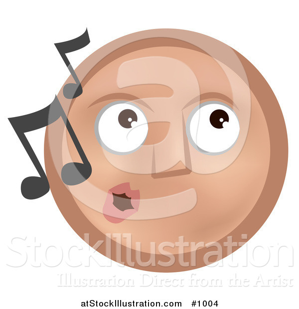 Vector Illustration of an Emoticon Whistling - Tan Version