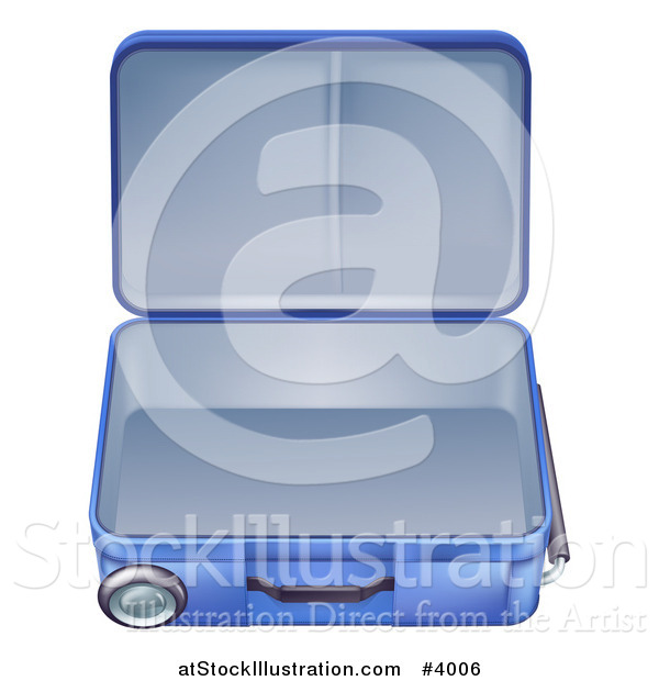 Vector Illustration of an Empty and Open Blue Suitcase