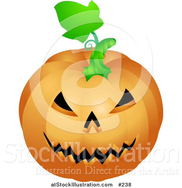 Vector Illustration of an Evil Carved Jackolantern Halloween Pumpkin