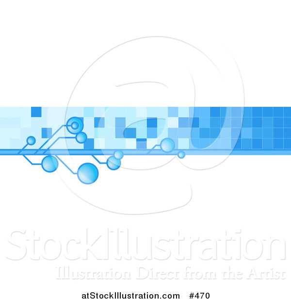 Vector Illustration of an Internet Web Banner with Blue Bubbles and Tiles