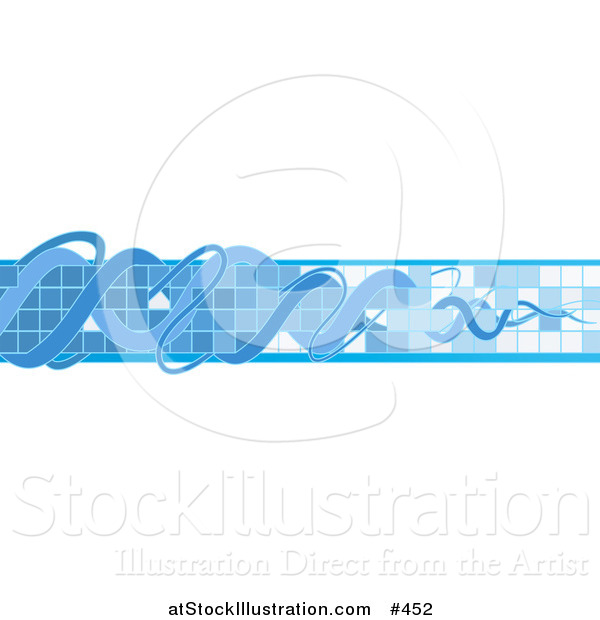 Vector Illustration of an Internet Web Banner with Blue Squiggles and Tiles