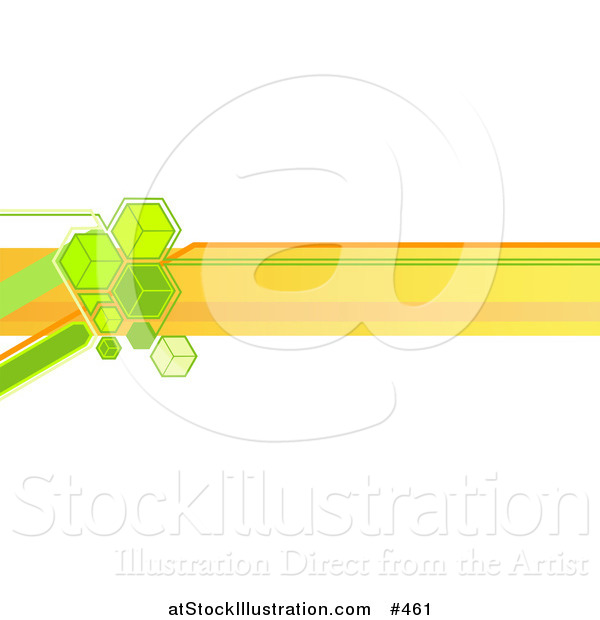 Vector Illustration of an Internet Web Banner with Green Cubes and Orange Lines