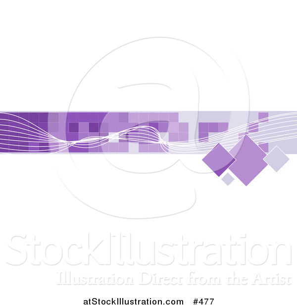 Vector Illustration of an Internet Web Banner with White Line and Purple Squares