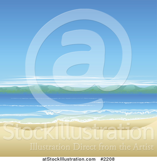 Vector Illustration of an Ocean Landscape with White Sand