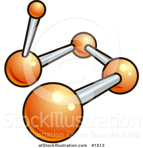 Vector Illustration of an Orange and Gray Molecule