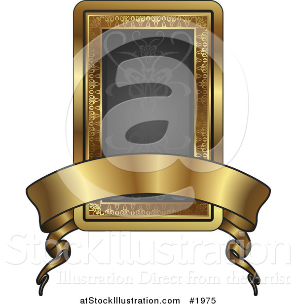 Vector Illustration of an Ornate Black and Gold Banner Frame with Copyspace