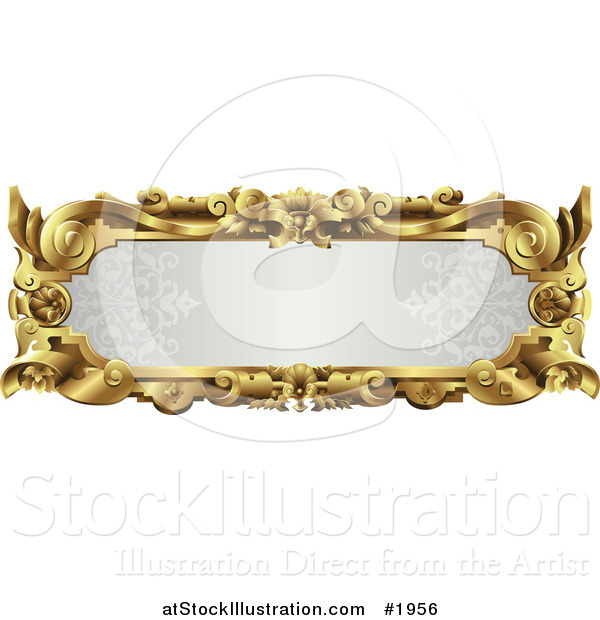 Vector Illustration of an Ornate Gray and Gold Frame with Copyspace