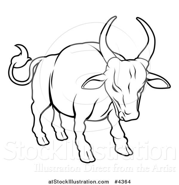 Vector Illustration of an Outlined Chinese Zodiac Bull