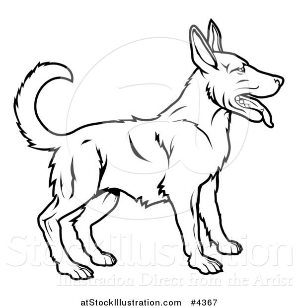 Vector Illustration of an Outlined Chinese Zodiac Dog