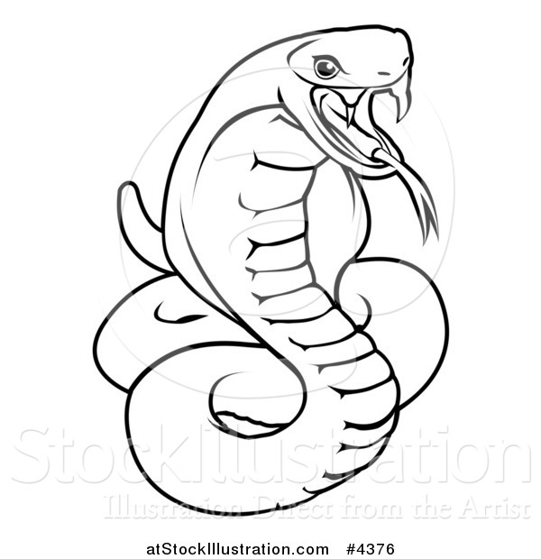 Vector Illustration of an Outlined Chinese Zodiac Snake