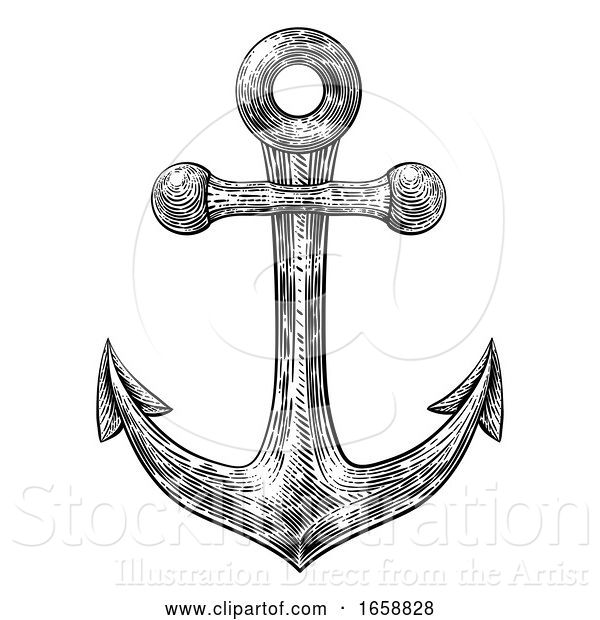 Vector Illustration of Anchor from Boat or Ship Tattoo Drawing