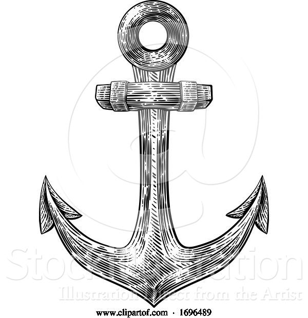 Vector Illustration of Anchor from Boat or Ship Tattoo Drawing